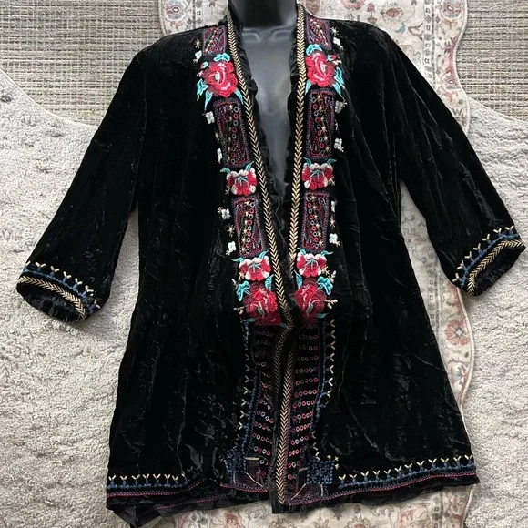 Johnny Was Black Embroidered Jacket - Picture 1 of 6